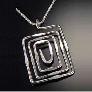 Hammered Silver Rectangles Necklace